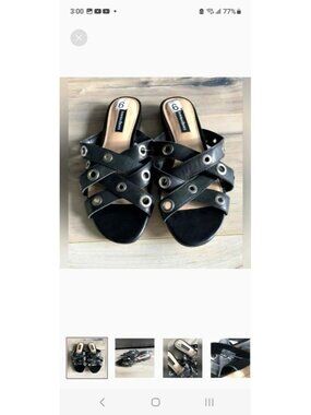 buy 3 get 30% Off - Townshoes Black LeatherSandals Women's Sz 6